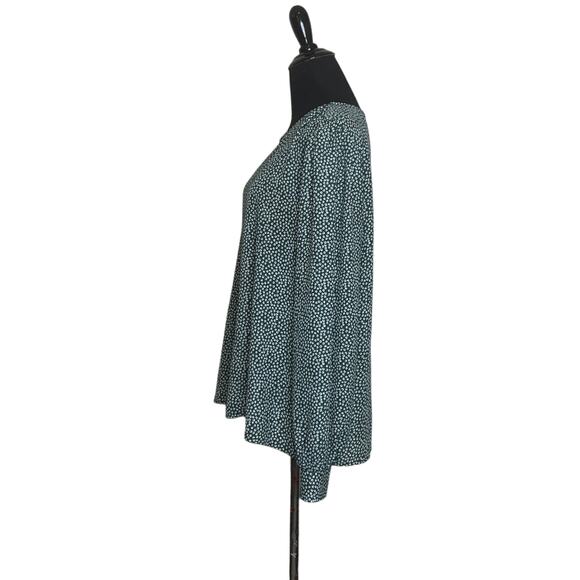 All in Favor green white print long sleeves tunic Blouse size XXL - Picture 7 of 11